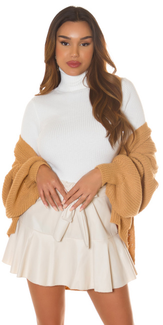 Musthave geribbelde col sweater-trui wit